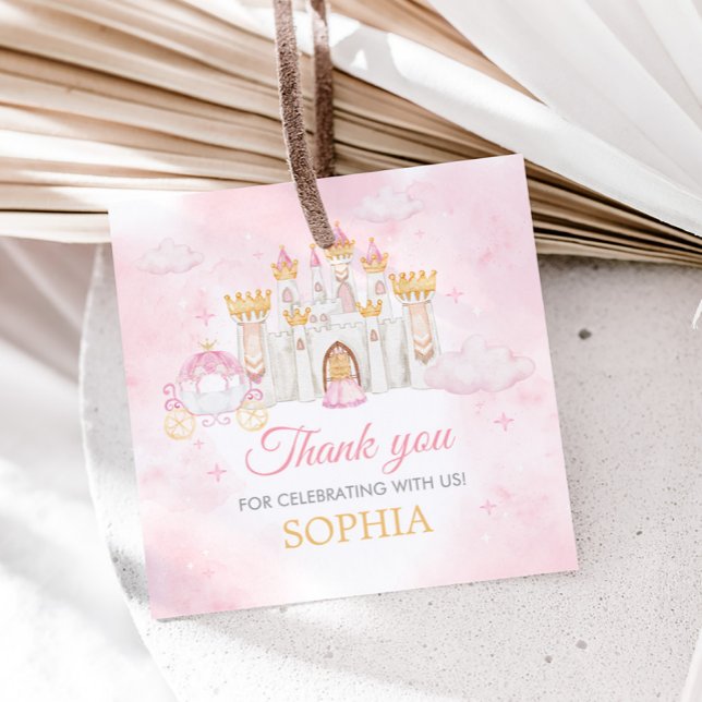 Etiquetas Para Lembrancinhas Quatro vezes uma princesa Festa de aniversário Squ (Four Ever a Princess Birthday Party Favor Tags)