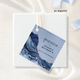 Etiquetas Para Lembrancinhas Quinceañera Azul con Agate y Papel Aluminio Azul