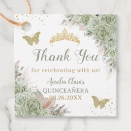 Etiquetas Para Lembrancinhas Quinceañera Boho Sage Green Floral Pampas Grass