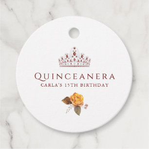 Etiquetas Para Lembrancinhas Quinceanera Borgonha e Amarela