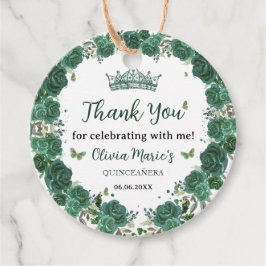 Etiquetas Para Lembrancinhas Quinceañera Emerald Green Borboletas Florais Tiara