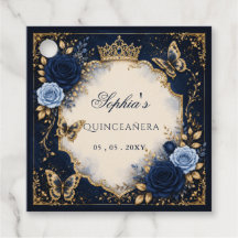 Quinceañera Floral Borboleta Dourada Marinho