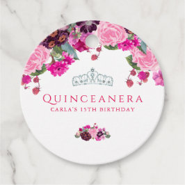 Etiquetas Para Lembrancinhas Quinceanera Floral Rosa e Púrpura