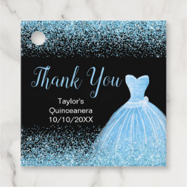 Etiquetas Para Lembrancinhas Quinceanera Light Blue Dress Faux Glitter