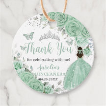 Quinceanera Mint Green Floral Silver Princesa