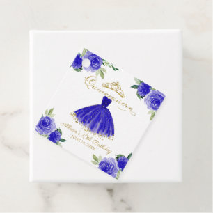 Etiquetas Para Lembrancinhas Quinceanera Party Blush Gown Royal Blue Floral