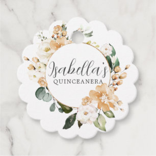 Etiquetas Para Lembrancinhas Quinceanera Personalizada Floral Rosa Branca Doura