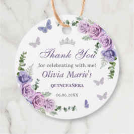Etiquetas Para Lembrancinhas Quinceañera Purple Lilac Floral Tiara Borboletas