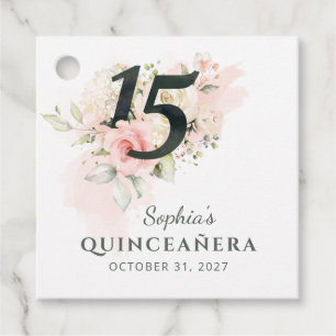Etiquetas Para Lembrancinhas Quinceanera Rosa, Rústica Floral, 15, Aniversário