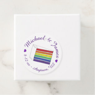 Etiquetas Para Lembrancinhas Rainbow Weding Slice Slice Púrpura Coração LGBT Ga