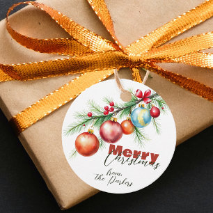 Etiquetas Para Lembrancinhas Ramo de Pino com Decoração de Natal Elegante