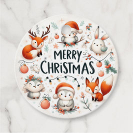 Etiquetas Para Lembrancinhas Raposas e Rabbits de Feira-de-Natal Feliz