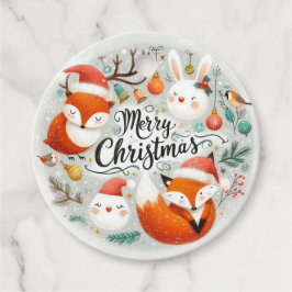 Etiquetas Para Lembrancinhas Raposas e Rabbits de Feira-de-Natal Feliz