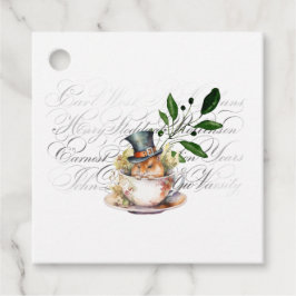 Etiquetas Para Lembrancinhas Rato Victoriano no copo de chá