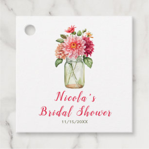 Etiquetas Para Lembrancinhas Recipiente de Pedido de Casamento com Dahlias Rosa