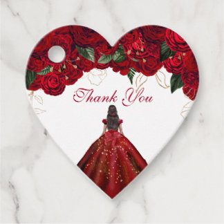 Etiquetas Para Lembrancinhas Red Floral Elegante Rosa Aniversário Obrigado