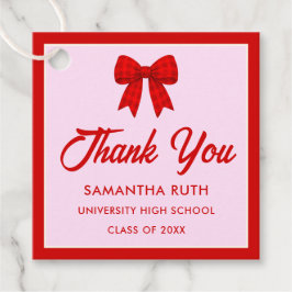 Etiquetas Para Lembrancinhas Red Gingham Bow Graduation Party Favor Tags