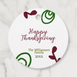 Etiquetas Para Lembrancinhas Red green happy Thanksgiving floral leaf fall