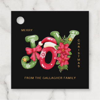 Etiquetas Para Lembrancinhas Red Green Joy Letters Ilustração Natal