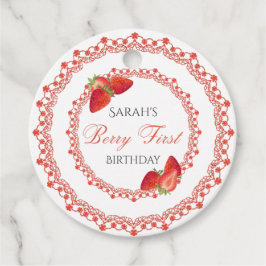 Etiquetas Para Lembrancinhas Red Lace Berry First Birthday Round