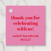 Red Modern Bat Mitzvah, Cor-de-Rosa Personalizada,