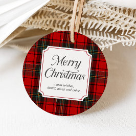 Etiquetas Para Lembrancinhas Red Plaid Merry Christmas Round