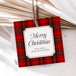 Etiquetas Para Lembrancinhas Red Plaid Merry Christmas Square