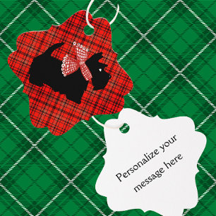 Etiquetas Para Lembrancinhas Red Xadrez Black Scottie Dog Personalizado