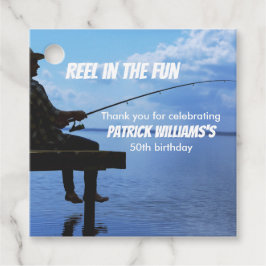 Etiquetas Para Lembrancinhas Reel no Divertido Pescador Sunset 50º aniversário