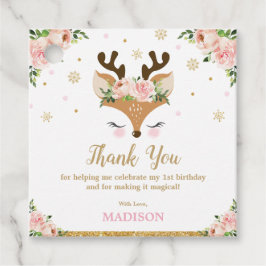 Etiquetas Para Lembrancinhas Reindeer Floral Snowflakes Aniversário Obrigado