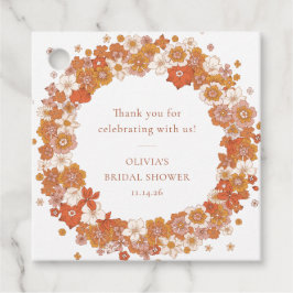 Etiquetas Para Lembrancinhas Retro Boho Laranja Floral Chá de Bebê de Noiva Obr