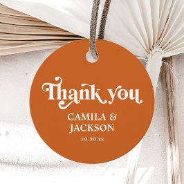 Etiquetas Para Lembrancinhas Retro Orange Wedding Obrigado