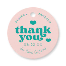 Retro Union Pink and Teal Weding Obrigado