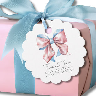 Etiquetas Para Lembrancinhas Revelação do Gênero com Laço Rosa e Azul