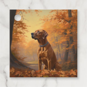 Etiquetas Para Lembrancinhas Rhodesian Ridgeback nas Folhas de Outono Caem Ins