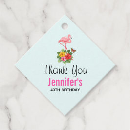 Etiquetas Para Lembrancinhas Rico rosa Flamingo e Hibiscus Tropical Obrigado
