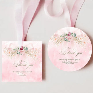 Etiquetas Para Lembrancinhas Romântico Floral Arco de Bebê em Flor Rosa Obrigad
