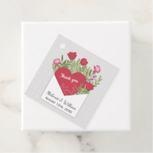 Etiquetas Para Lembrancinhas Romântico - Letra de amor, Rosas e coração, obriga