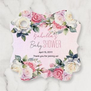 Etiquetas Para Lembrancinhas Rosa bebê em Bloom Chá de fraldas Floral
