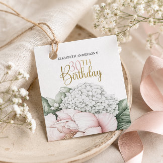 Etiquetas Para Lembrancinhas Rosa Bege Peônia Floral 30º Aniversário 