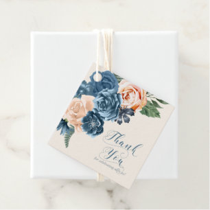 Etiquetas Para Lembrancinhas Rosa Blue/Peach Wedding Obrigado ID584
