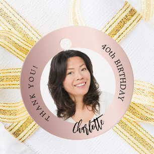 Etiquetas Para Lembrancinhas Rosa dourado blush obrigado personalizado de fotos