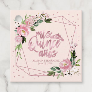 Etiquetas Para Lembrancinhas Rosa Dourado Floral Quinceanera