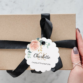 Etiquetas Para Lembrancinhas Rosa floral eucalipto monograma marca comercial