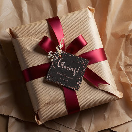 Etiquetas Para Lembrancinhas Rosa gold Confetti Quinceanera Gracias | Elegante