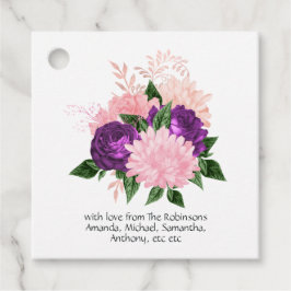 Etiquetas Para Lembrancinhas Rosa Pêssego e Floral Roxo Lavanda