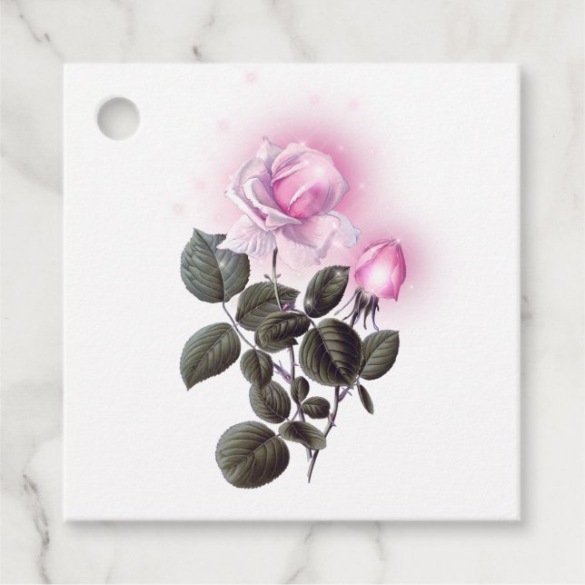 Etiquetas Para Lembrancinhas Rosa Rosa Brilhante (Frente)