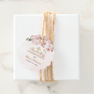 Etiquetas Para Lembrancinhas Rosa Rosa Rosa Cor-de-Rosa Floral Primeira Comunhã