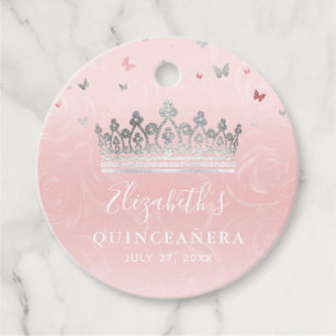 Etiquetas Para Lembrancinhas Rosa Rosa Rosa Rosa Esbranquiçada e Coroa Prateada