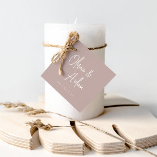 Etiquetas Para Lembrancinhas Rosa Taupe Casamento de Script Manuscrito Modern
